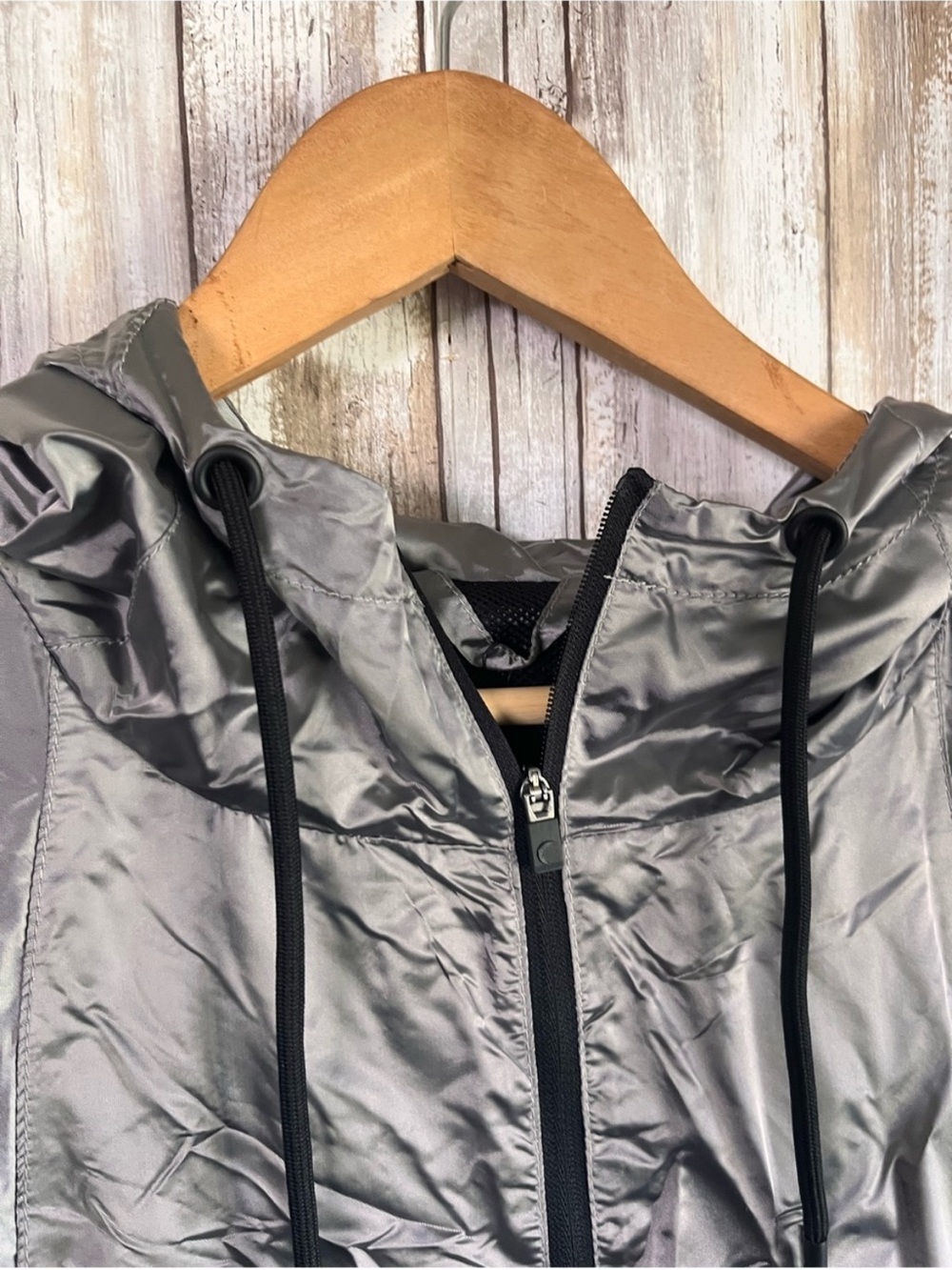 ZYIA Active Silver Galaxy Jacket Medium Metallic Hooded Windbreaker - Picture 5 of 8